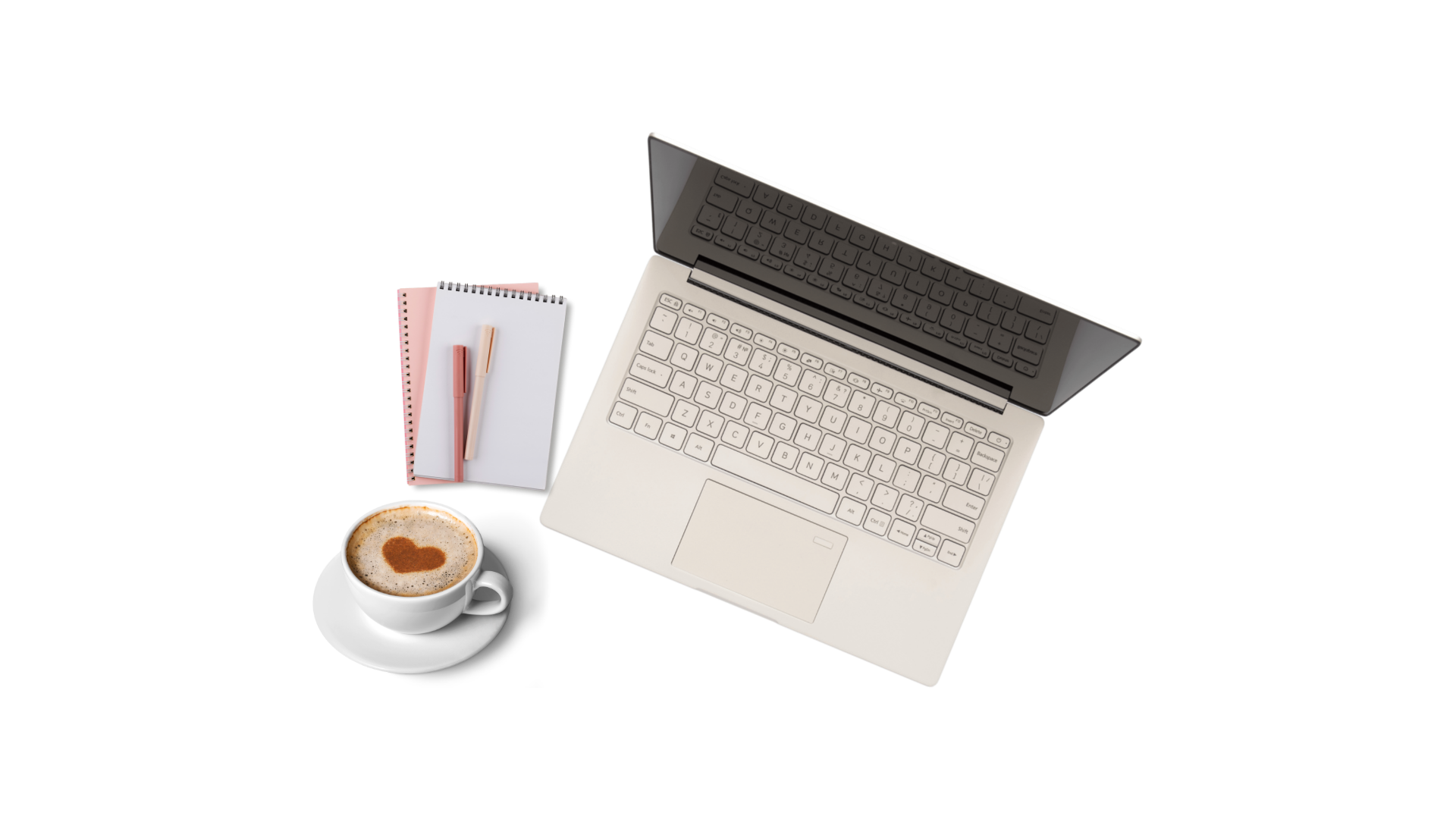 Laptop abierta con taza de café